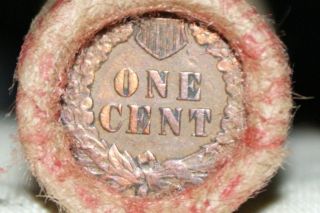 ESTATE PENNY ROLL 2 INDIAN HEAD PENNYS SHOWING A PICTURE OF BOTH 