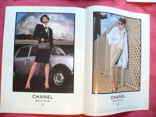 1986 JAPANESE CHANEL 2 PAGE 80S FASHION AD HOT BLACK SUIT GREAT LEGS