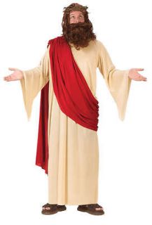   Adult Biblical Times Jesus Religious Robe Costume with Beard & Wig