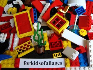   Lego Lot 100 Pieces Fun Mix! w/Window, Door, Plant, Bricks, Plates+ 5A