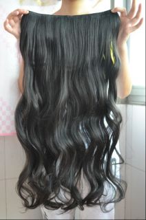   style LONGEST curly clip in on hair extension OFF BLACK new 2012 YZ