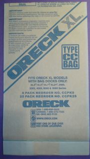 GENUINE ORECK TYPE CC Vacuum Bags For XL Upright vacuums with Bag 