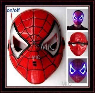   Mask LED Light Up Spiderman Halloween Cosplay Toy F Kids Child K M DD