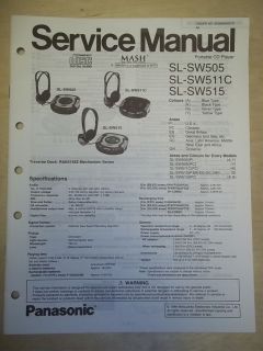 Panasonic Service Manual~SL SW50​5/SW511C/SW515 Shock Wave CD Player 