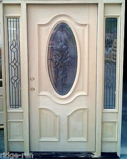 Oval Mahogany Wood Mahogany Entry Door with Rectangular Sidelights 