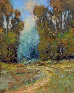 Early California Plein Air Impressionist landscape oil painting S J 