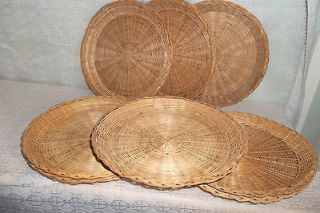   . WICKER  RATTAN BAMBOO PAPER PLATE HOLDERS LOT OF 22  9.50 TAN EXC