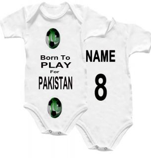 Pakistan Football Shirt Baby Grow Name Kit Babygro Top