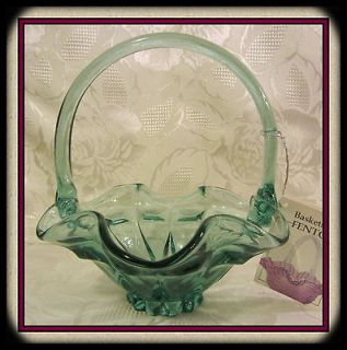   listed 1990s Fenton Glass Sea Mist Green Valencia Pattern Basket