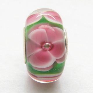   sterling Silver Core Beautiful pink flower European Beads charm WCY31