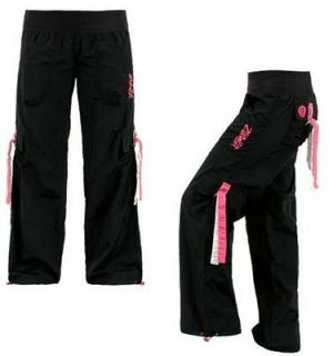 Zumba cargo pants Black Pink/White tassels  Large L
