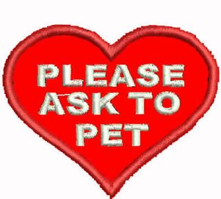 Ask to Pet Heart Patch Service Dog Vest Patches Pet Assistance 