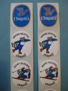 1980 Winter OLYMPICS CHIQUITA Mascot Banana Stickers Lake Placid NY 