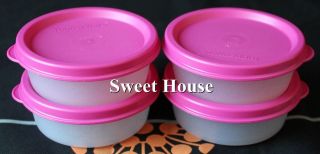 Tupperware Mini Snack Serving Cup Bowl Pink 2oz Set of 4 New