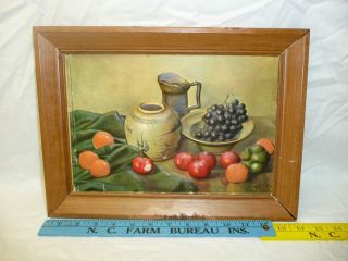 Raised 3D old vintage fruit picture metal frame antique Hank Bay 