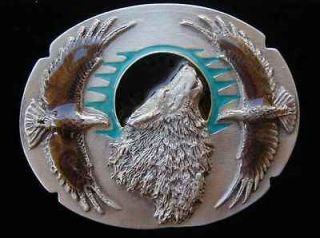 HOWLING WOLF WITH EAGLES BELT BUCKLE BUCKLES NEW!