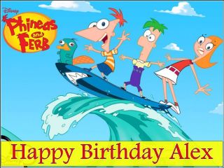 A4 Personalised Phineas and Ferb Edible Icing Cake Top Topper Fast 