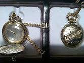 RELIANCE CROTON GOLD TONE STYLE POCKET WATCH & CHAIN