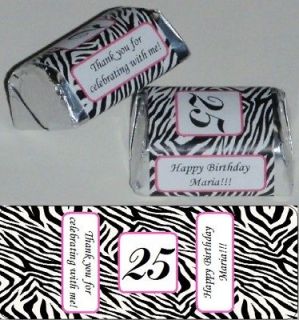 ZEBRA PRINT BIRTHDAY PARTY CANDY NUGGET WRAPPERS PERSONALIZED FAVORS 