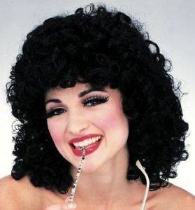 Deluxe Black Curly Wig 80s Perm Shoulder Long Costume Theatrical Drag 