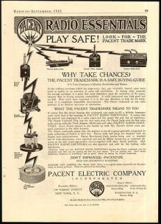 1922 Print Ad Radio Essentials Play Safe New York NY