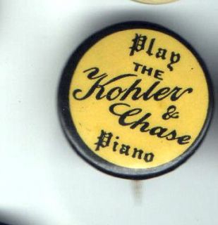   pin Play the Kohler & Chase PIANO pinback Bastian Bros. insert button