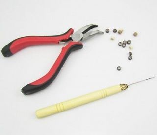   FEATHER Extension TOOLs KIT Hook Pliers and 100 Silicone Micro Beads