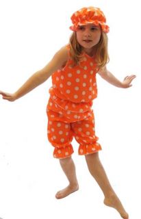   Orange & White Spot BATHING BELLE FANCY DRESS COSTUME sizes 8   PLUS