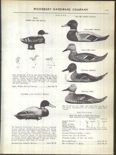 1950 AD Deek Rubber Mallard Duck Decoys Duc Em Zephyr Carry Lite Goose 