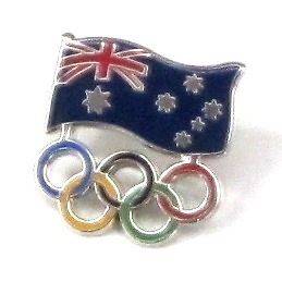 33766 AUSTRALIAN AUSSIE FLAG OLYMPIC GAMES RINGS OLYMPICS PIN BADGE