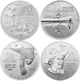   All 4 20 for 20 Silver coins   Maple, Canoe, Polar Bear, Queen