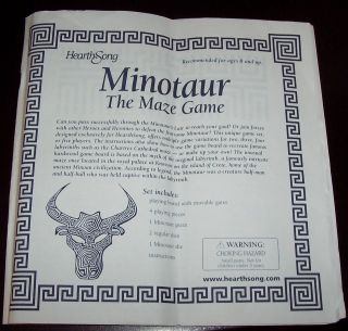 Minotaur The Maze Game INSTRUCTIONS by Hearthsong