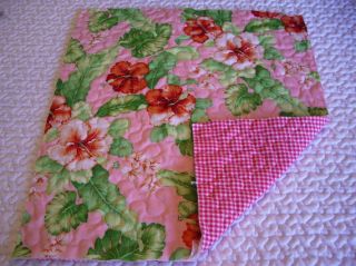 Curbys Closet Pre Quilted Fabric Square ~ Hawaiian Pink ~ Approx 13 