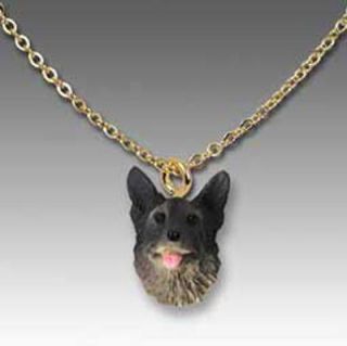 Norwegian Elkhound Hand Painted Dog Figurine Jewelry Necklace Necklace