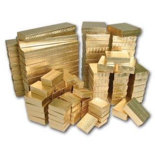 New 100 Gold Cotton Filled Jewelry Gift Boxes ~ assortment