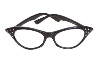 NEW Black 50s Cateye / Cat Eye   Child/Youth Size Rhinestone Glasses