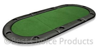Poker Table Folding 79 X 36 Padded Oval Poker Table Top Green Felt 