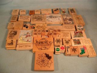 Huge Lot of Christmas Theme Rubber Stamps 40 Plus Stamps