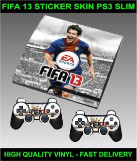 PLAYSTATION 3 SLIM CONSOLE FIFA 13 STICKER SKIN GRAPHICS & 2 