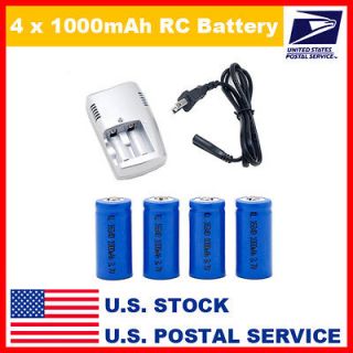   4x CR123A 1000mah 16340 Torch Rechargeable Battery Smart Charger