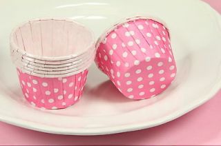 100x, Cupcake Liners, Baking Candy Nut Cups, Pink Polka Dot, Small