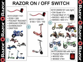 RAZOR SCOOTER SWITCH ON/OFF DUNE BUGGY GROUND FORCE DRIFTER POCKET MOD 