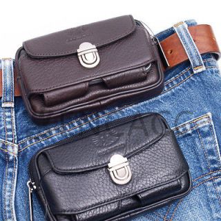 New Mens Genuine Leather Pocket Zipper Waist Packs Pouch Wallet Purse 