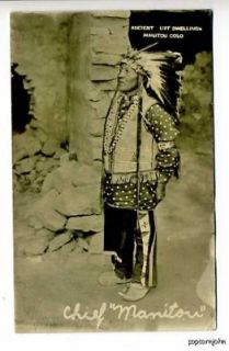 Chief Manitou CO Cliff Dwelling Indian RPPC Postcard