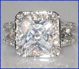   Band 3.72 Ct. Princess Cut CZ Engagement Bridal Wedding Ring   SIZE 6