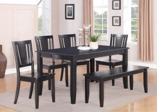 6PC RECTANGULAR DINETTE DINING TABLE 36x60 w/4 WOOD SEAT CHAIRS & 1 