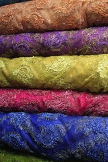 fancy embroidery fabric with sequins on polyester mesh, lace fabric 