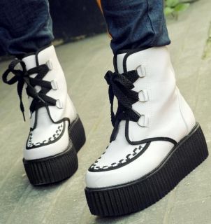   Chic Punk Emo Rock Lace Up Platform Creepers Shoes Ankle Boots #03