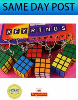 Rubiks Rubix Cube Keyring Rubic Key Ring Party Bag New