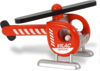 Vilac Kids Wooden Toy Fire Department Helicopter Propeller Removable 